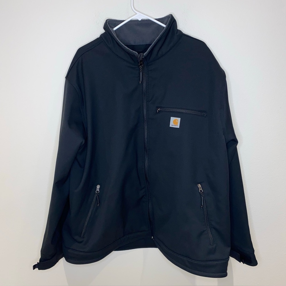 Carhartt Crowley Soft Shell Jacket Men's 3XL Black Fleece Lined Pockets Full Zip